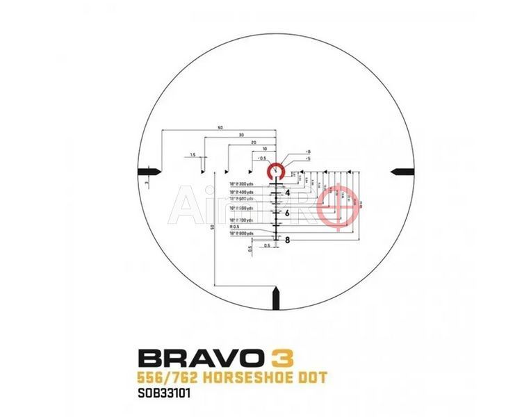 Призматический прицел SIG OPTICS BRAVO3 3x24 Battle Sights 5.56/7.62 Horseshoe Dot IR PR-00025 фото