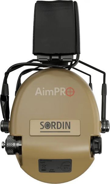 Навушники активні Sordin Supreme MIL AUX Slim з верхнім тримачем (Пісочний) HDP-00010 фото
