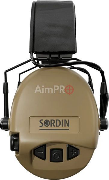 Навушники активні Sordin Supreme MIL AUX Slim з верхнім тримачем (Пісочний) HDP-00010 фото